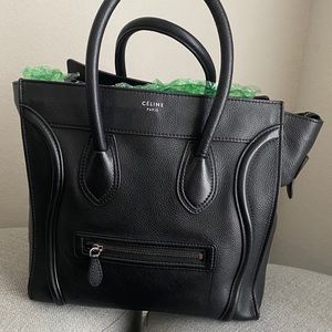 Celine Black Mini Luggage Handbag Tote